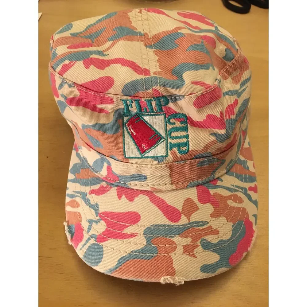 New Unisex Flip Cup Rare Camo Baseball Hat Pink One Size Adjustable Strap